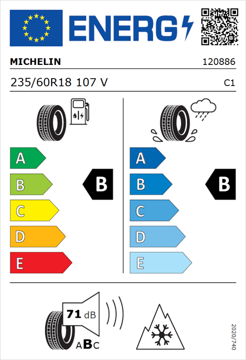 Tyre Label for Michelin CrossClimate 2 235/60R18 107V