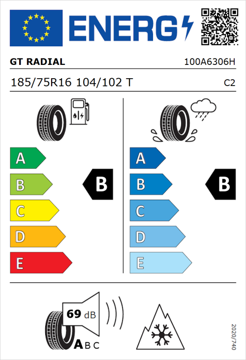 Tyre Label for GT Radial Maxmiler Pro 2 185/75R16 104/102T
