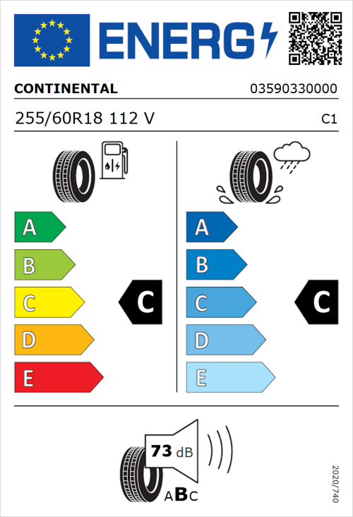Tyre Label for Continental ContiCrossContact LX Sport 255/60R18 112V